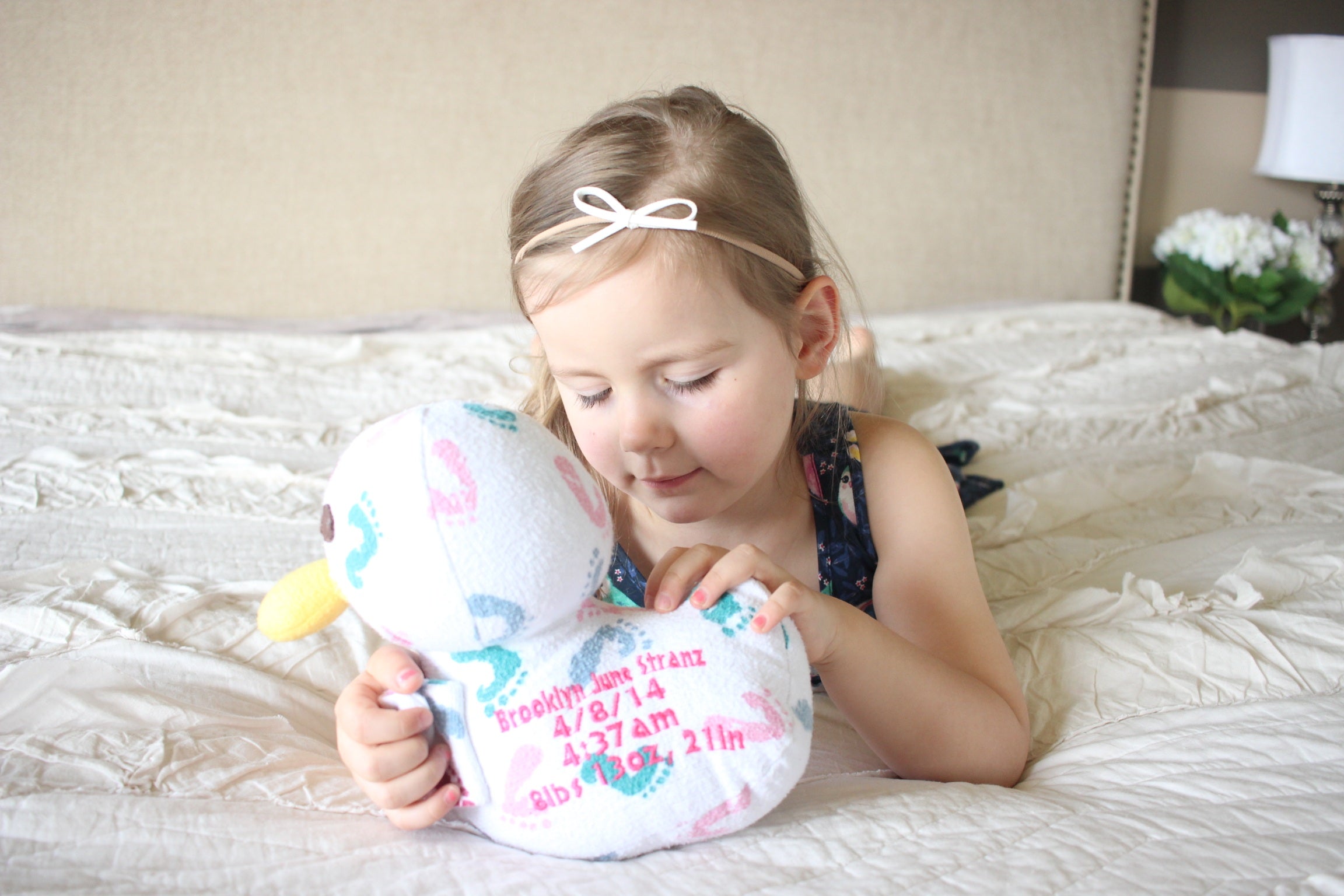 Duck Birth Blanket Keepsake, Memory Duck, Baby Blanket Duck, New baby gift-Stitches by Natalie-Stitches by Natalie